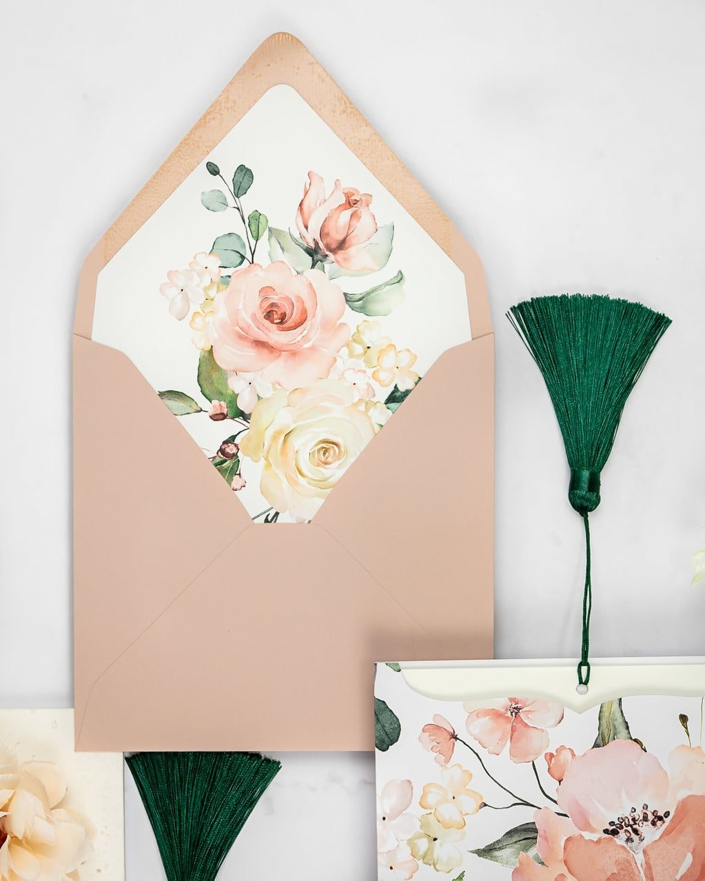 "Mélia" - Faire-part de mariage fleuris élégant et romantique avec dorure or - Wedding stationery - Création Luxe Carterie Studio