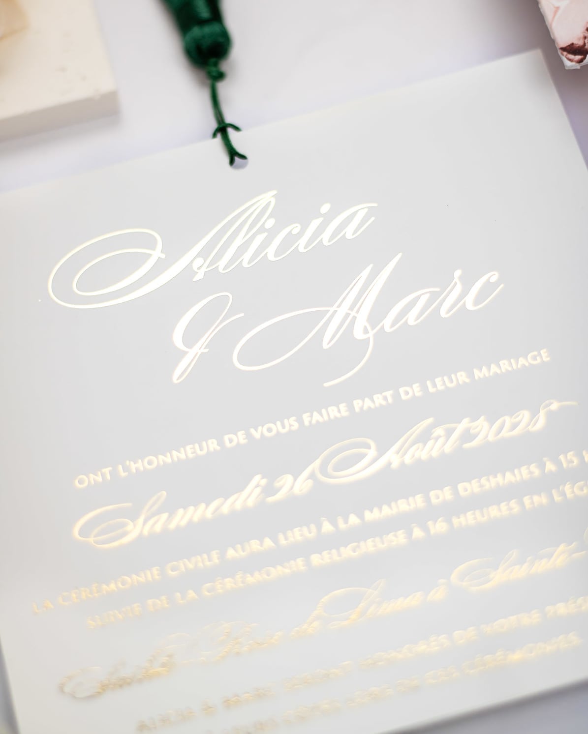 "Mélia" - Faire-part de mariage fleuris élégant et romantique avec dorure or - Wedding stationery - Création Luxe Carterie Studio