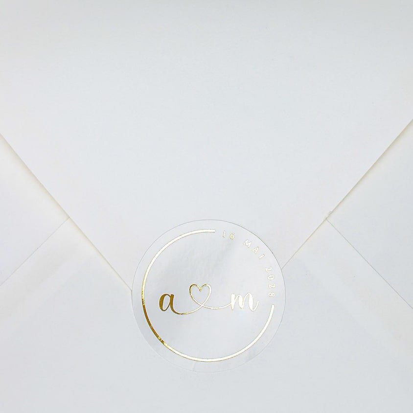 "Mélia - Sticker" - Faire-part de mariage chic, élégant et romantique avec dorure or - Wedding stationery - Création Luxe Carterie Studio