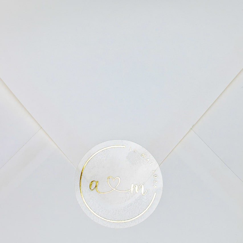 "Mélia - Sticker" - Faire-part de mariage chic, élégant et romantique avec dorure or - Wedding stationery - Création Luxe Carterie Studio