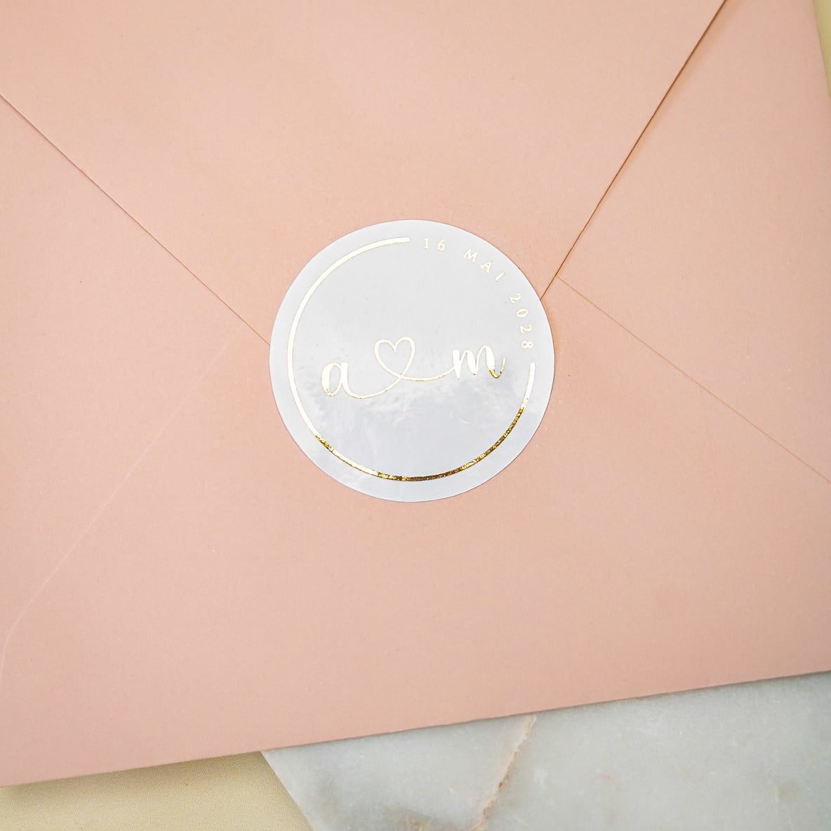 "Mélia - Sticker" - Faire-part de mariage chic, élégant et romantique avec dorure or - Wedding stationery - Création Luxe Carterie Studio