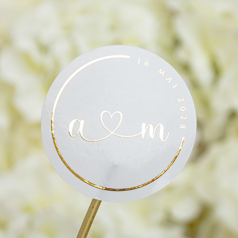 "Mélia - Sticker" - Faire-part de mariage chic, élégant et romantique avec dorure or - Wedding stationery - Création Luxe Carterie Studio