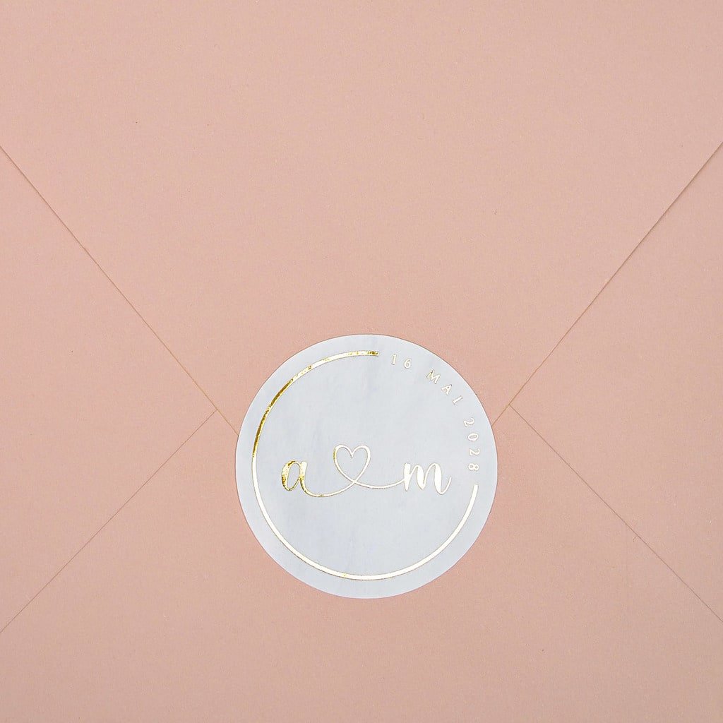 "Mélia - Sticker" - Faire-part de mariage chic, élégant et romantique avec dorure or - Wedding stationery - Création Luxe Carterie Studio