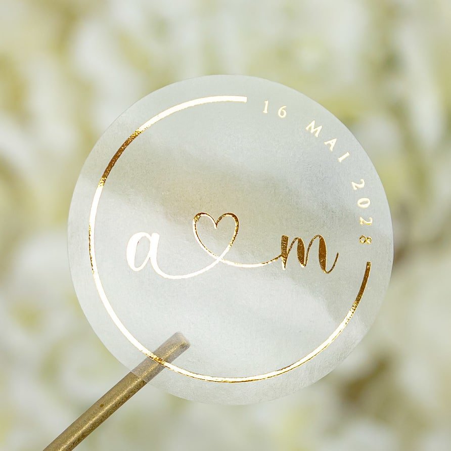 "Mélia - Sticker" - Faire-part de mariage chic, élégant et romantique avec dorure or - Wedding stationery - Création Luxe Carterie Studio