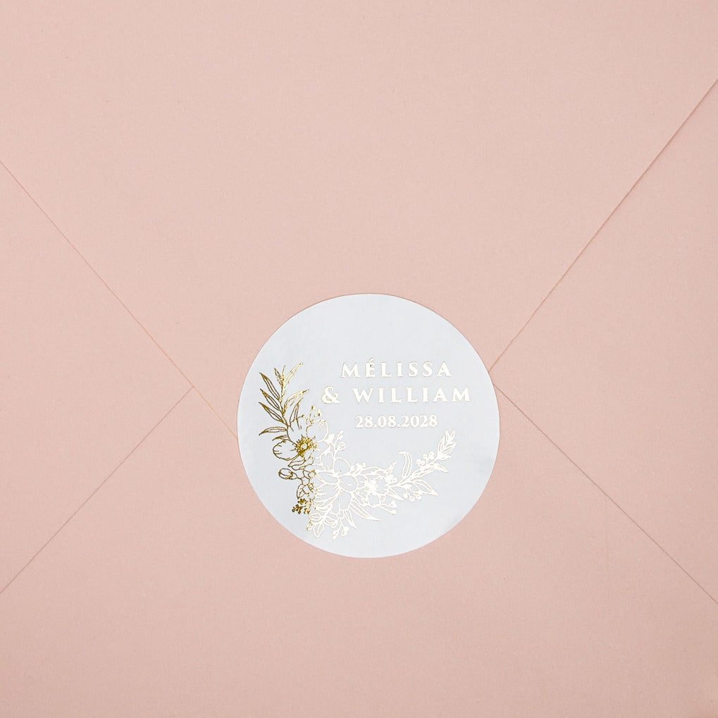 "Mirella - Sticker" - Faire-part de mariage chic, élégant et romantique avec dorure or - Wedding stationery - Création Luxe Carterie Studio