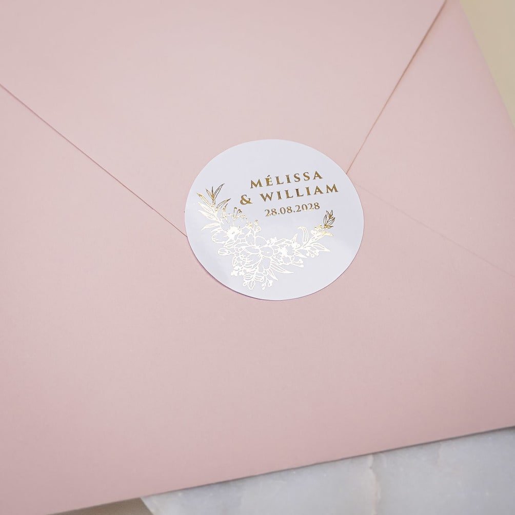 "Mirella - Sticker" - Faire-part de mariage chic, élégant et romantique avec dorure or - Wedding stationery - Création Luxe Carterie Studio