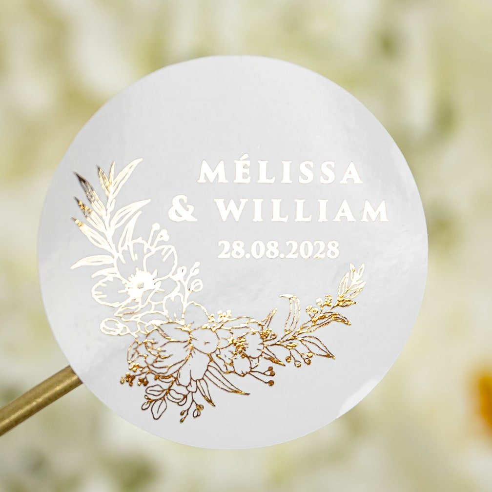 "Mirella - Sticker" - Faire-part de mariage chic, élégant et romantique avec dorure or - Wedding stationery - Création Luxe Carterie Studio