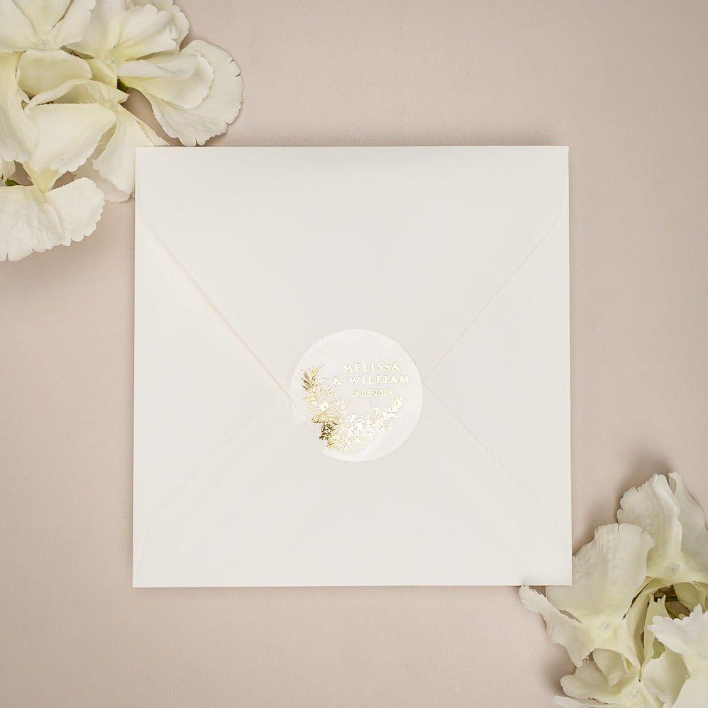 "Mirella - Sticker" - Faire-part de mariage chic, élégant et romantique avec dorure or - Wedding stationery - Création Luxe Carterie Studio