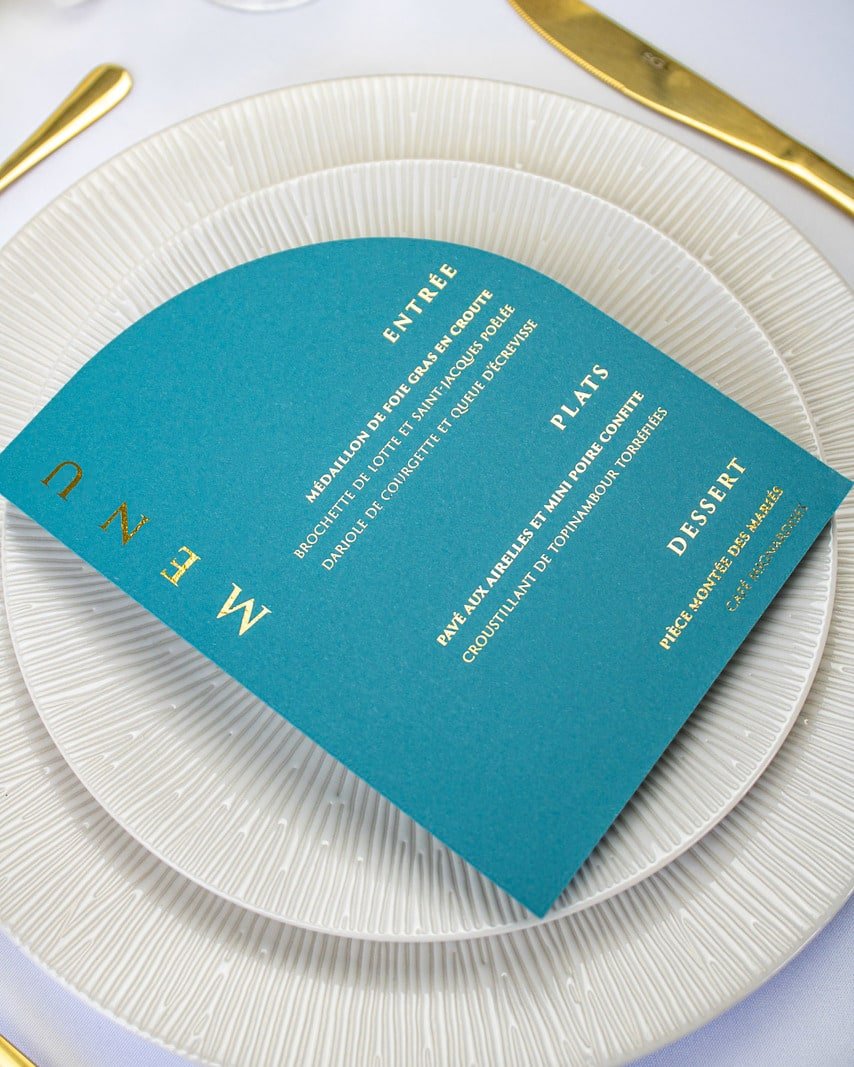 "Molly" - Menu de mariage chic et élégant avec dorure or pour réception de mariage – Papeterie de mariage - Wedding stationery - Création Luxe Carterie Studio