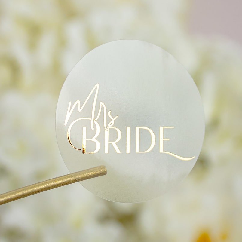 "Mrs Bride - Sticker" - Sticker EVJF sur mesure – Mrs Bride - Accessoire chic pour enterrement de vie de jeune fille – Papeterie de mariage moderne – Wedding stationery - Création Luxe Carterie Studio