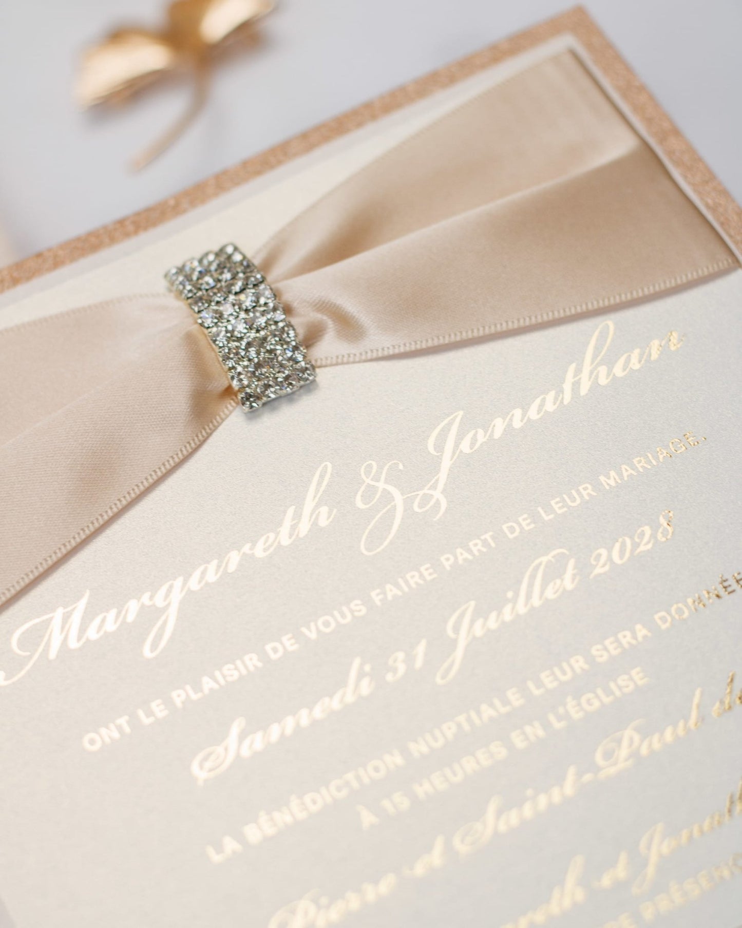 "Myosotis" - Faire-part de mariage chic, élégant et romantique avec dorure or - Wedding stationery - Création Luxe Carterie Studio