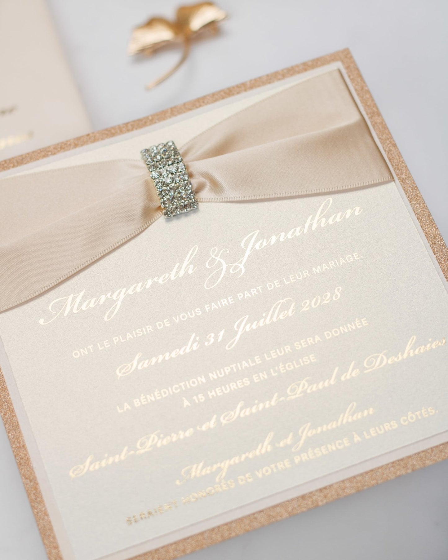 "Myosotis" - Faire-part de mariage chic, élégant et romantique avec dorure or - Wedding stationery - Création Luxe Carterie Studio