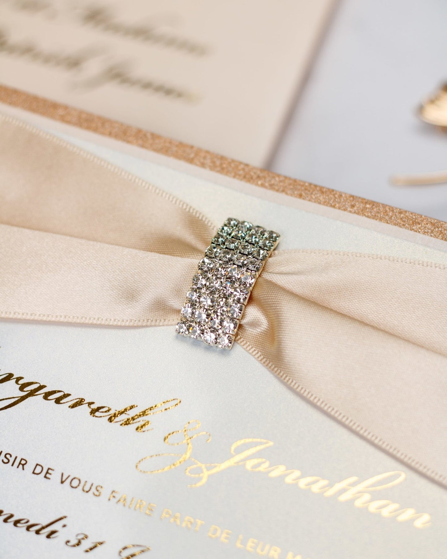 "Myosotis" - Faire-part de mariage chic, élégant et romantique avec dorure or - Wedding stationery - Création Luxe Carterie Studio