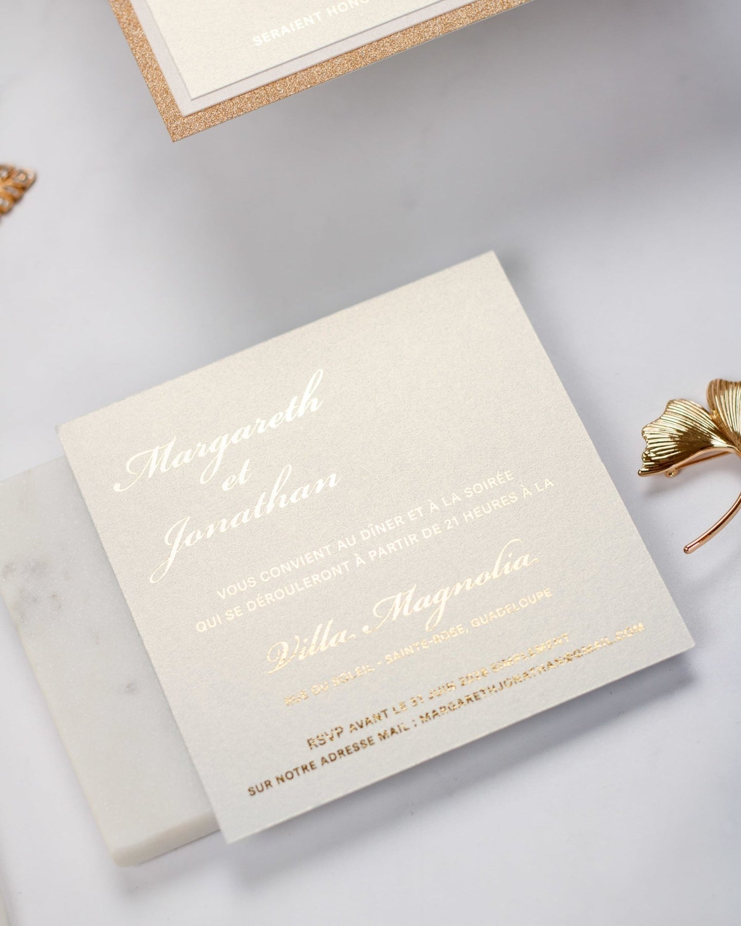 "Myosotis" - Faire-part de mariage chic, élégant et romantique avec dorure or - Wedding stationery - Création Luxe Carterie Studio