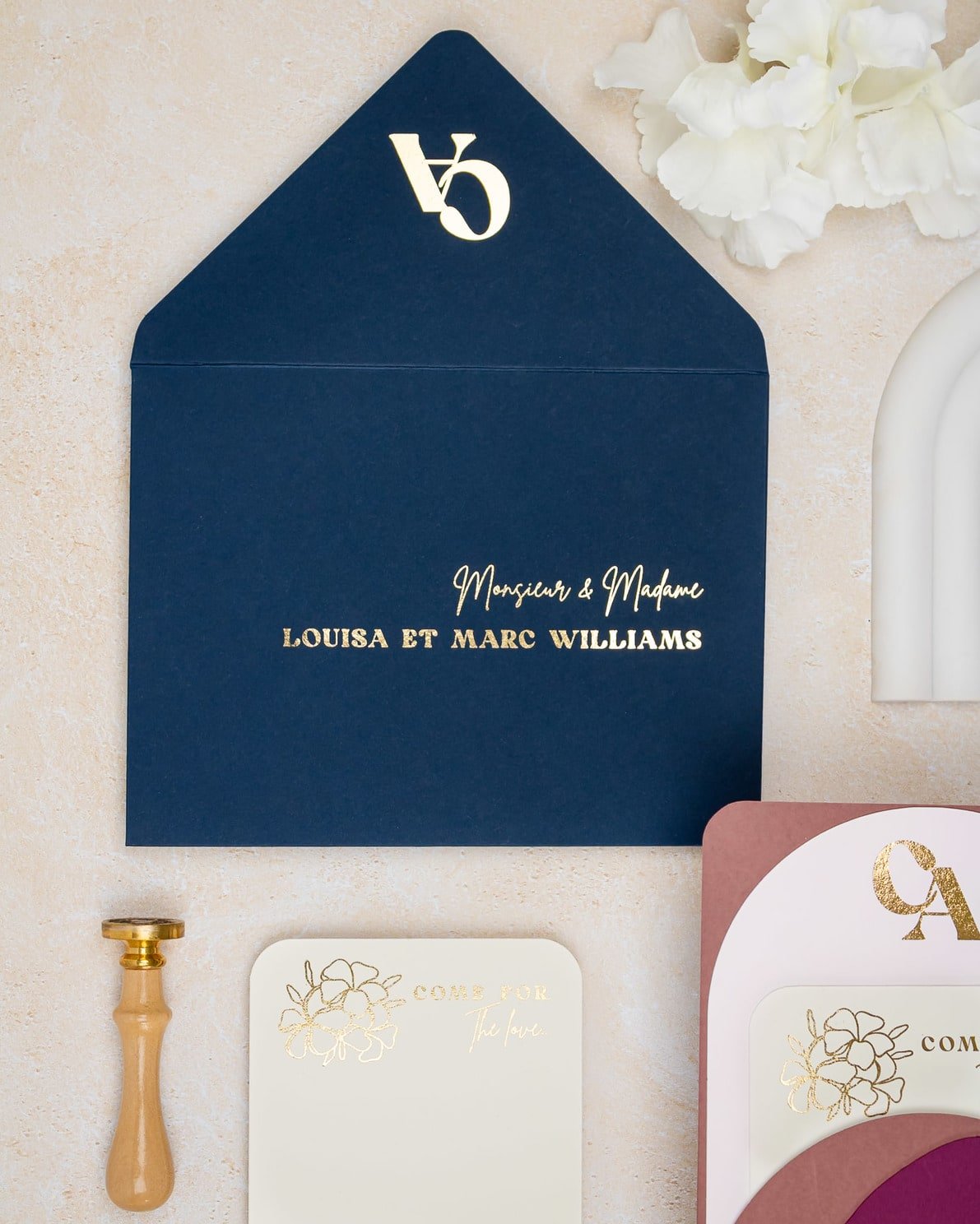 "Nacre" - Faire-part de mariage moderne, chic et élégant avec dorure or – Wedding stationery - Création Luxe Carterie Studio