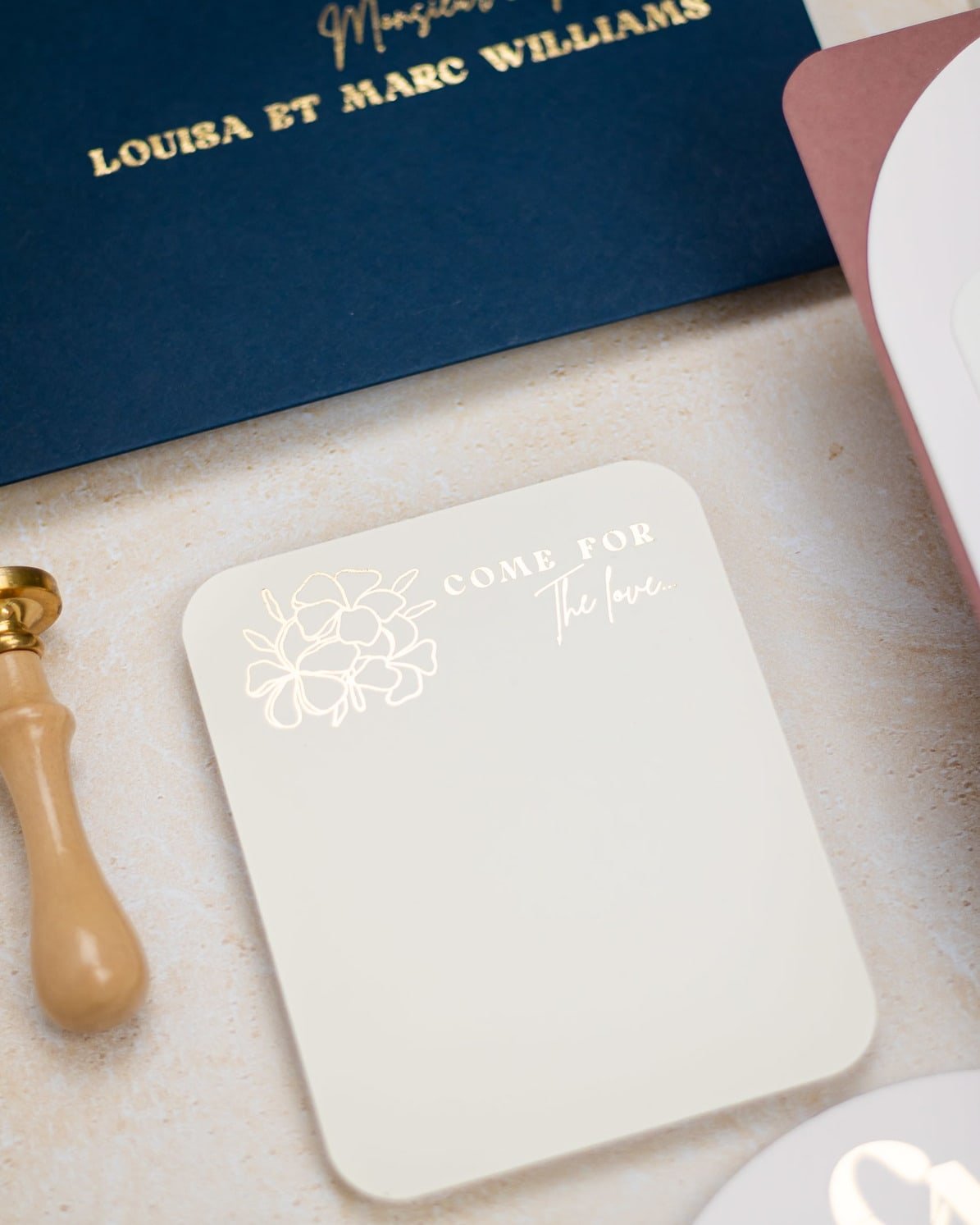 "Nacre" - Faire-part de mariage moderne, chic et élégant avec dorure or – Wedding stationery - Création Luxe Carterie Studio