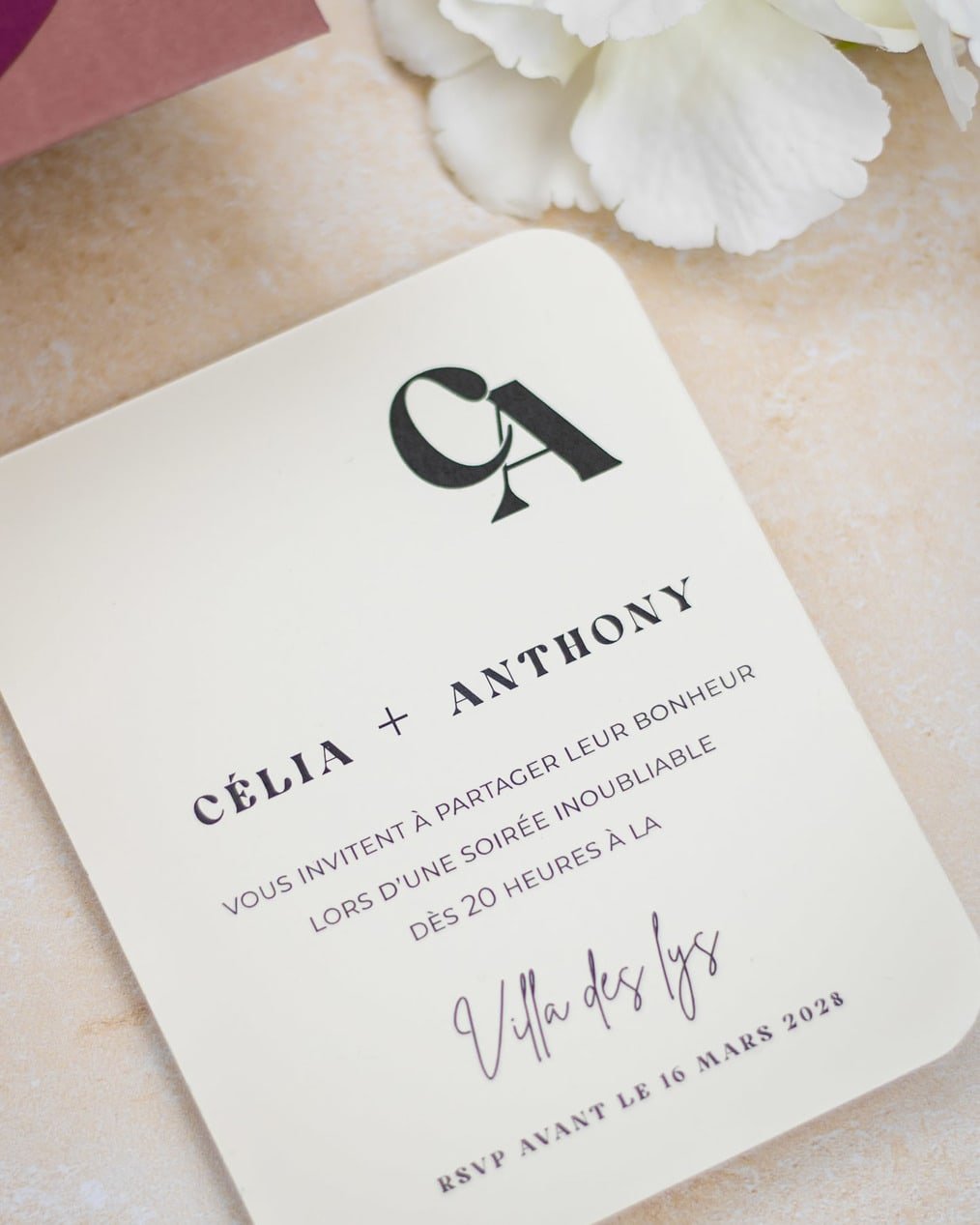 "Nacre" - Faire-part de mariage moderne, chic et élégant avec dorure or – Wedding stationery - Création Luxe Carterie Studio