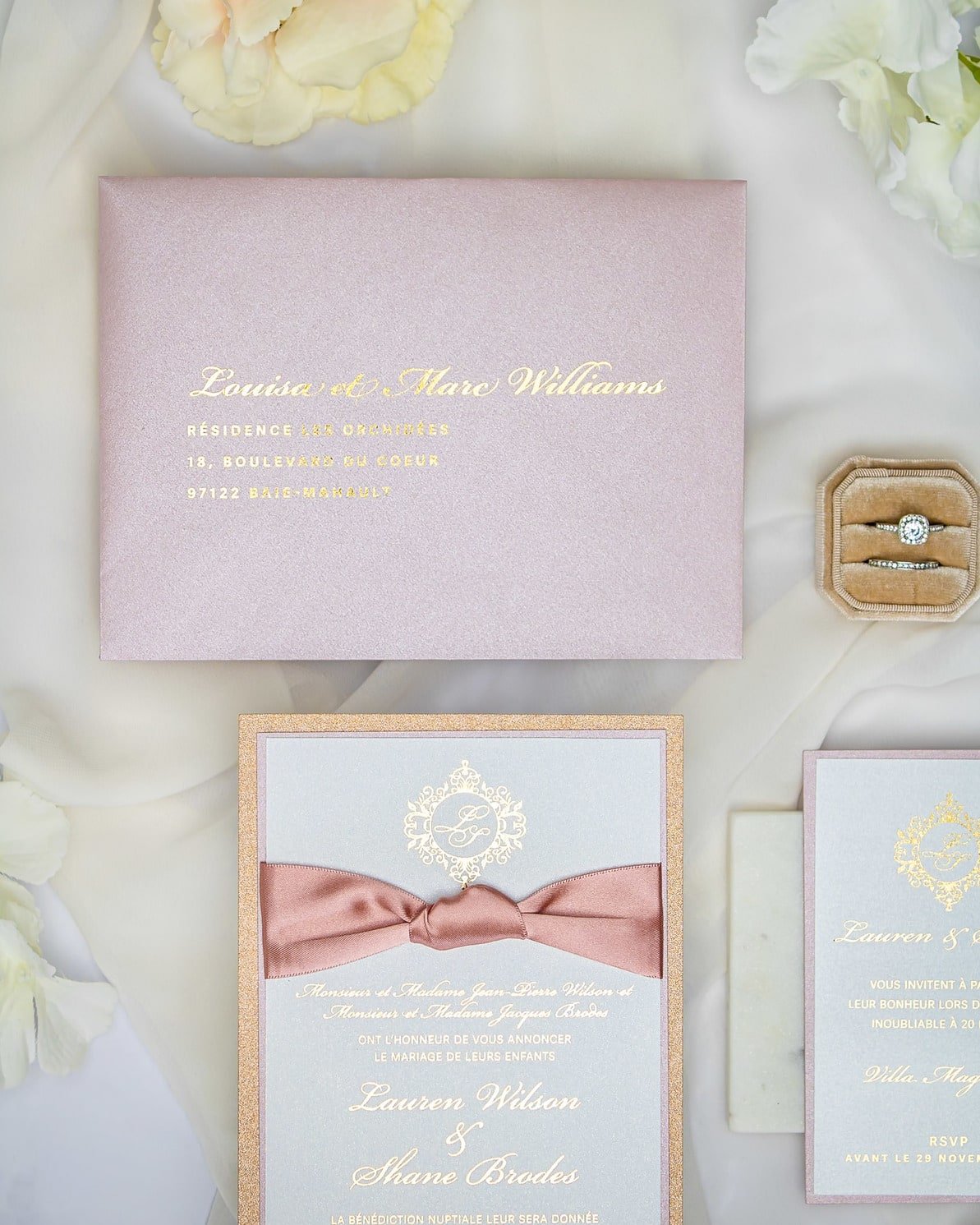 "Nina" - Faire-part de mariage chic, élégant et romantique avec dorure or - Wedding stationery - Création Luxe Carterie Studio