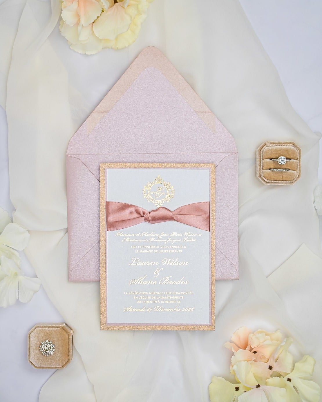 "Nina" - Faire-part de mariage chic, élégant et romantique avec dorure or - Wedding stationery - Création Luxe Carterie Studio