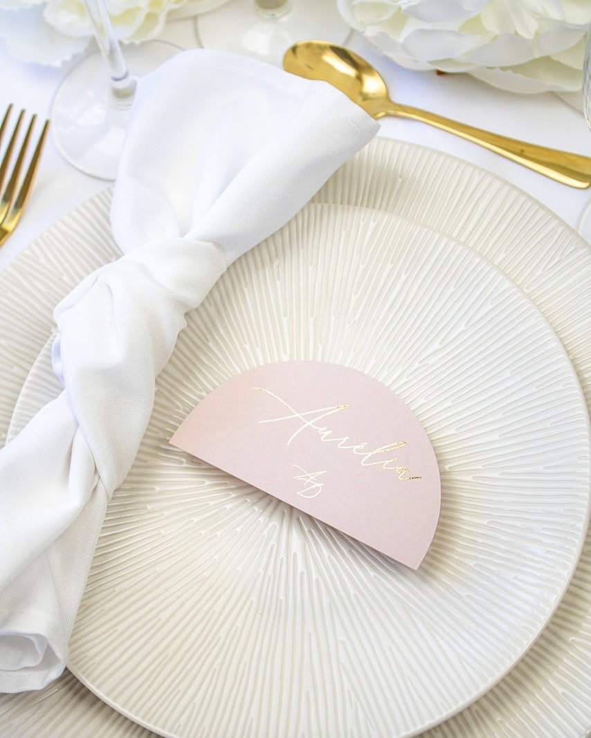 "Noa - Marque-place" – Marque-place chic, élégant et romantique avec dorure or pour réception de mariage – Papeterie de mariage - Wedding stationery - Création Luxe Carterie Studio
