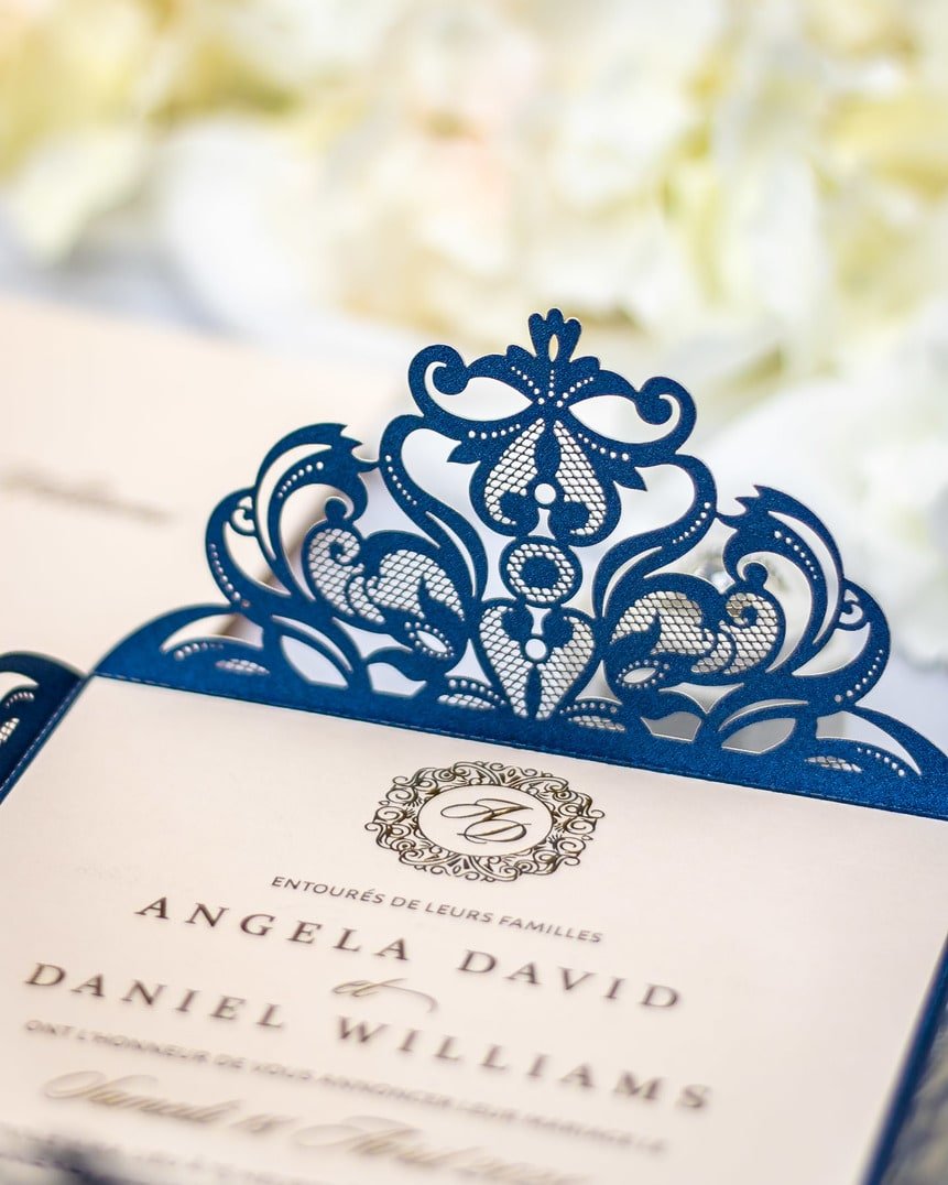 "Oeillet" - Faire-part de mariage laser cut élégant et romantique avec dorure or - Wedding stationery - Création Luxe Carterie Studio