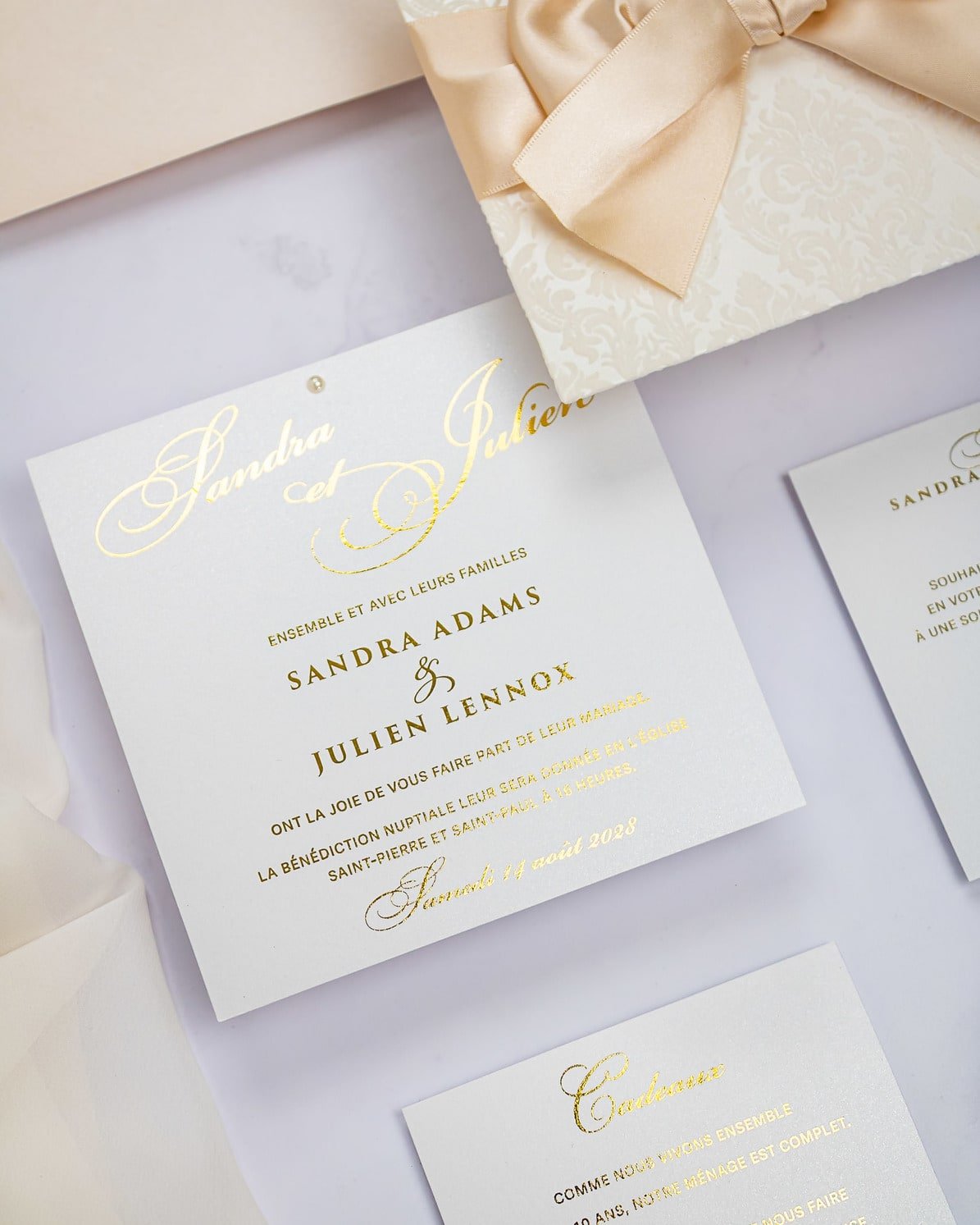 "Olive" - Faire-part de mariage chic, élégant et romantique avec dorure or - Wedding stationery - Création Luxe Carterie Studio