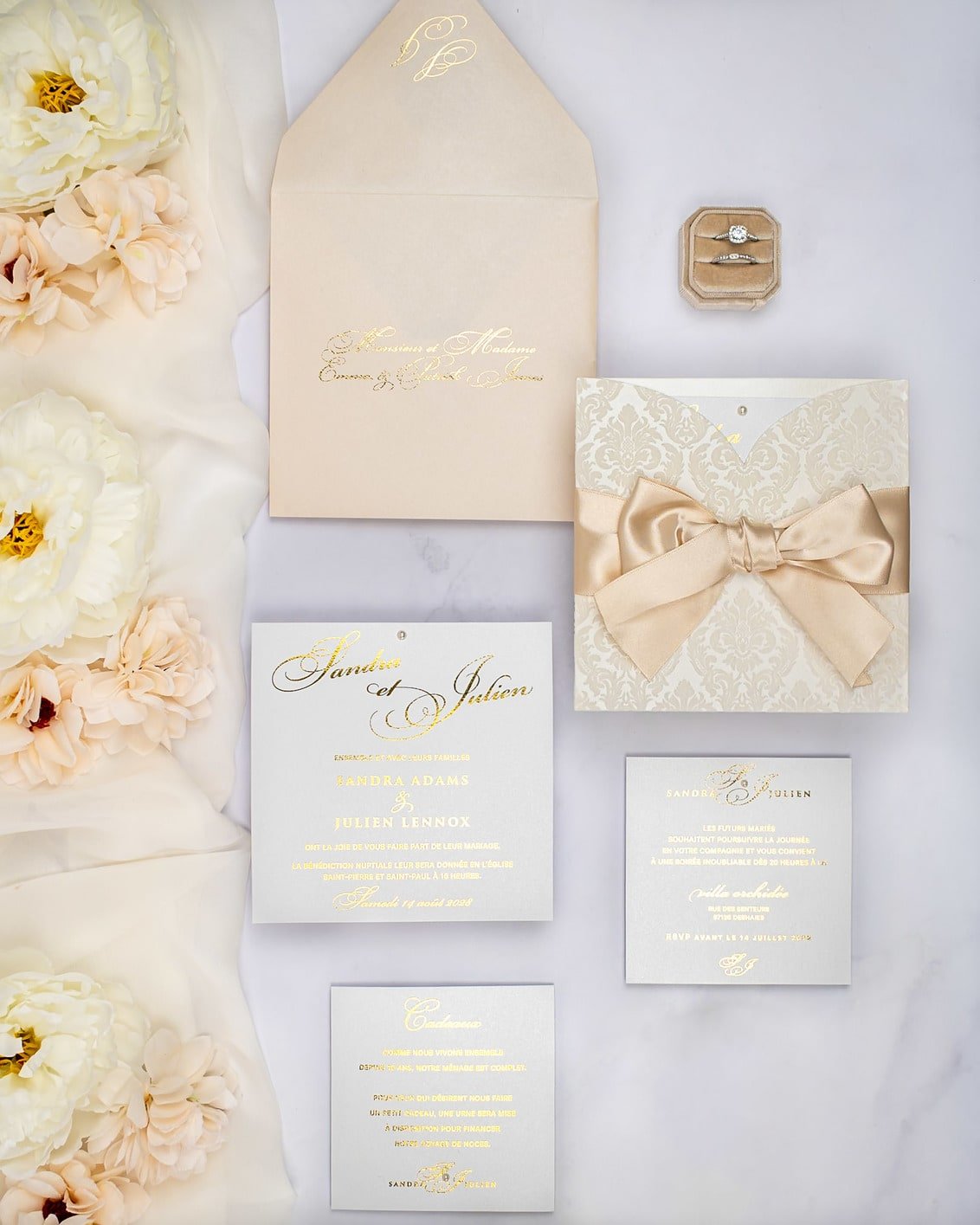 "Olive" - Faire-part de mariage chic, élégant et romantique avec dorure or - Wedding stationery - Création Luxe Carterie Studio