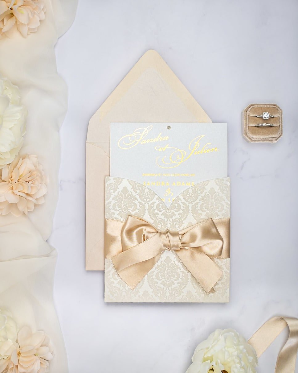 "Olive" - Faire-part de mariage chic, élégant et romantique avec dorure or - Wedding stationery - Création Luxe Carterie Studio