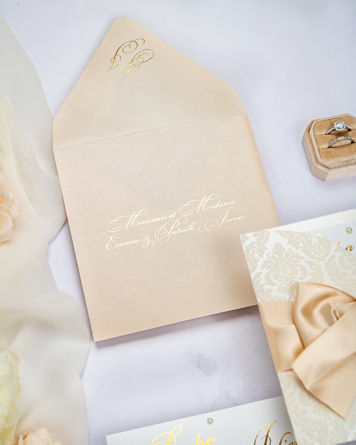"Olive" - Faire-part de mariage chic, élégant et romantique avec dorure or - Wedding stationery - Création Luxe Carterie Studio