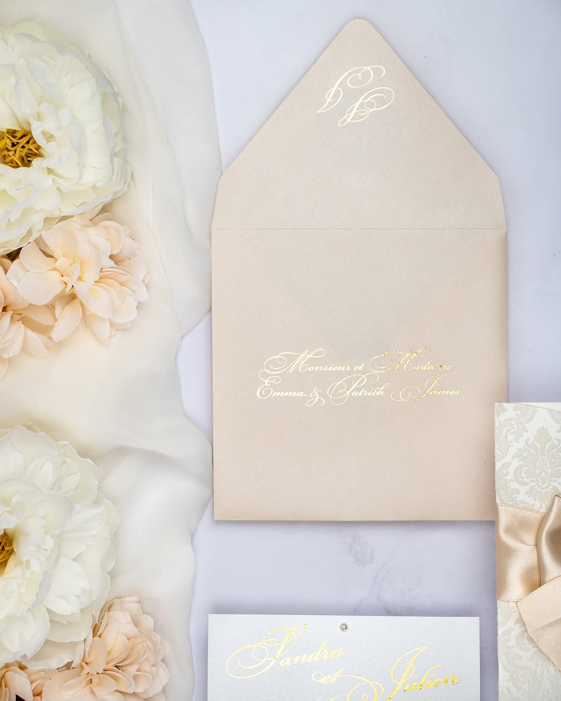 "Olive" - Faire-part de mariage chic, élégant et romantique avec dorure or - Wedding stationery - Création Luxe Carterie Studio