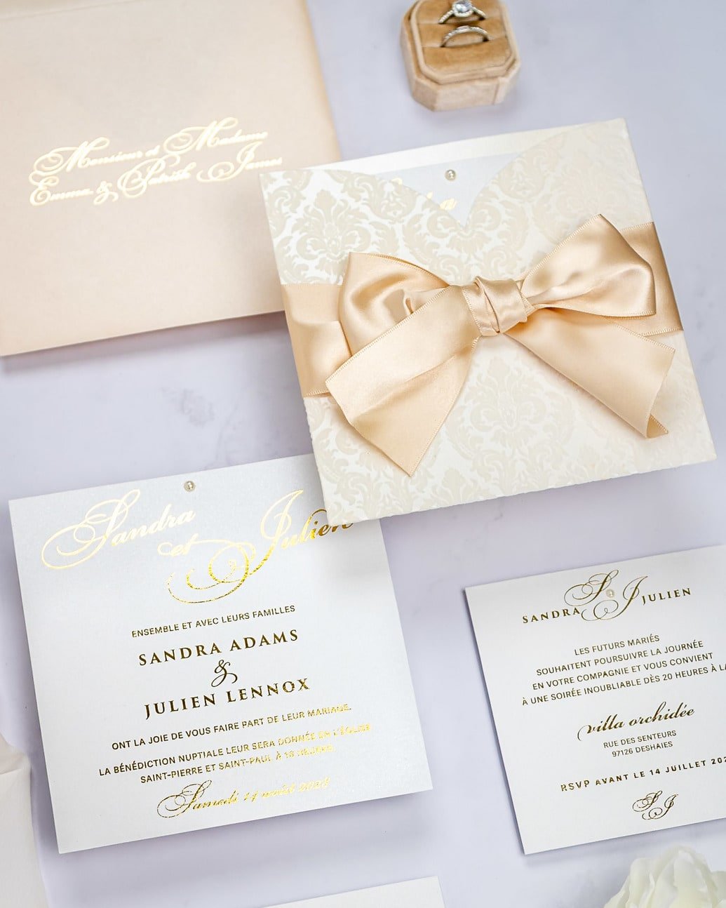 "Olive" - Faire-part de mariage chic, élégant et romantique avec dorure or - Wedding stationery - Création Luxe Carterie Studio