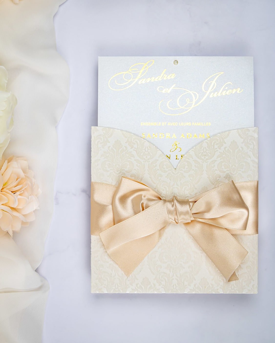 "Olive" - Faire-part de mariage chic, élégant et romantique avec dorure or - Wedding stationery - Création Luxe Carterie Studio
