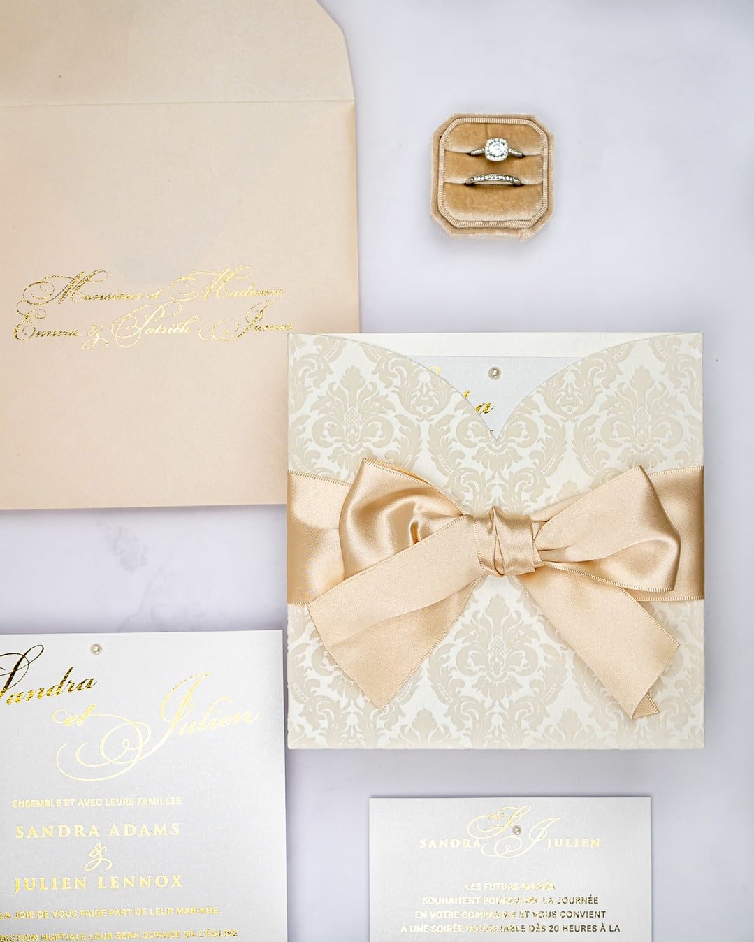 "Olive" - Faire-part de mariage chic, élégant et romantique avec dorure or - Wedding stationery - Création Luxe Carterie Studio