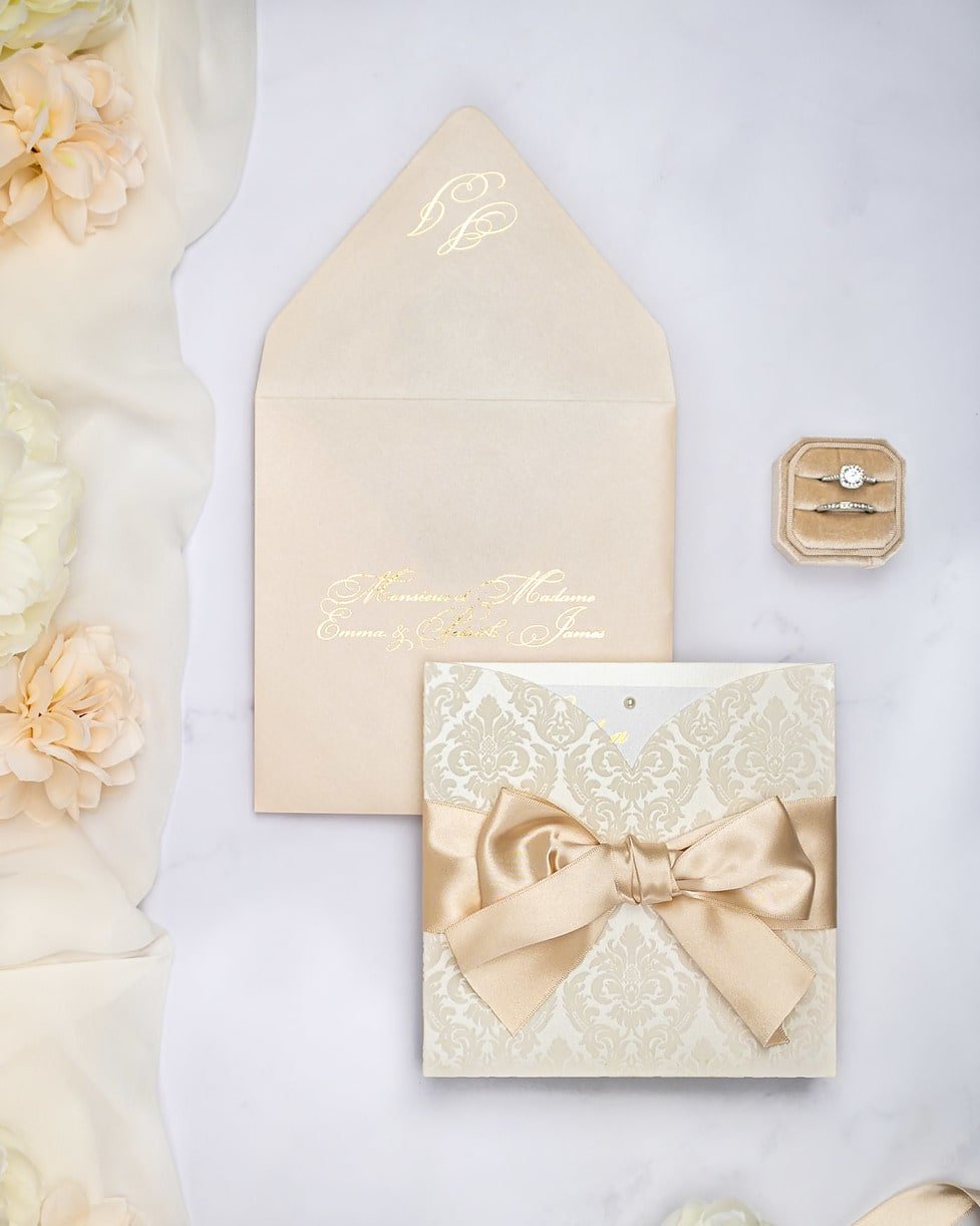 "Olive" - Faire-part de mariage chic, élégant et romantique avec dorure or - Wedding stationery - Création Luxe Carterie Studio