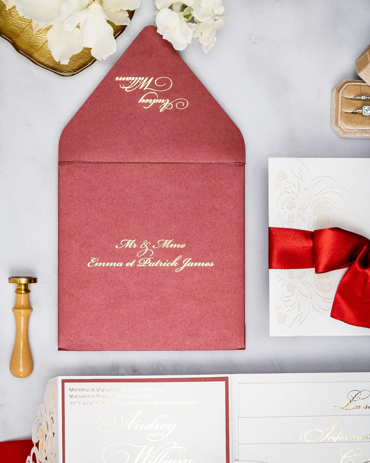 "Olivia" - Faire-part de mariage chic, élégant et romantique avec dorure or - Wedding stationery - Création Luxe Carterie Studio