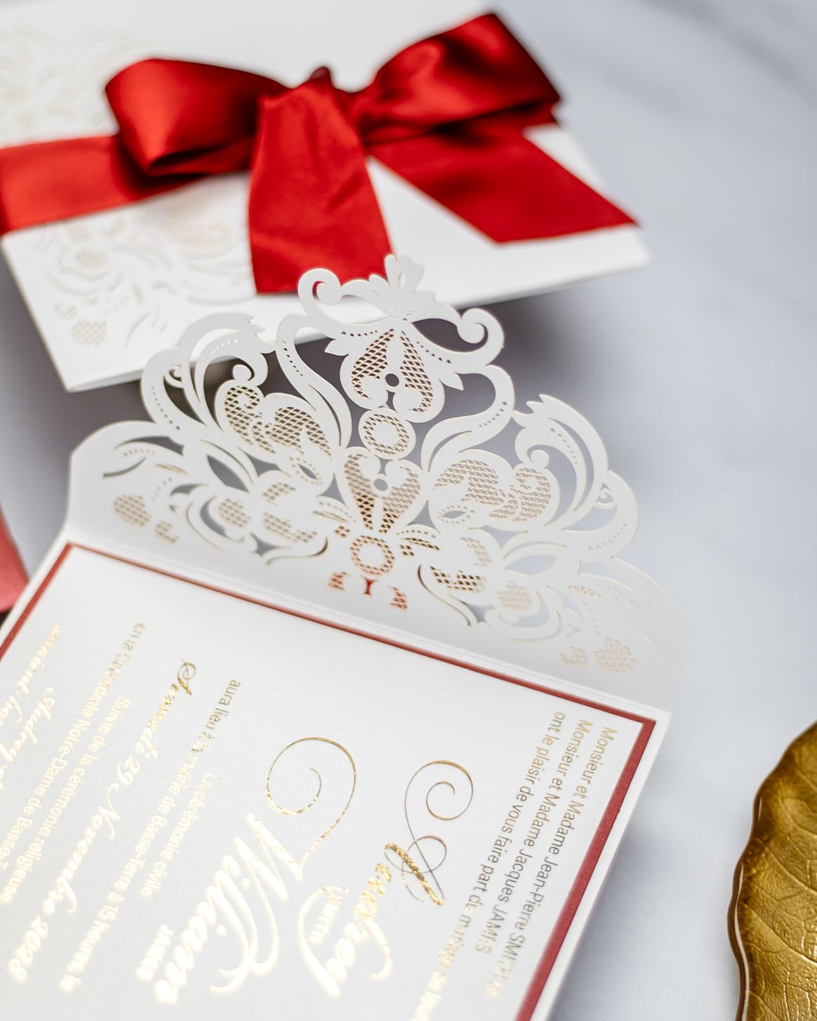 "Olivia" - Faire-part de mariage chic, élégant et romantique avec dorure or - Wedding stationery - Création Luxe Carterie Studio
