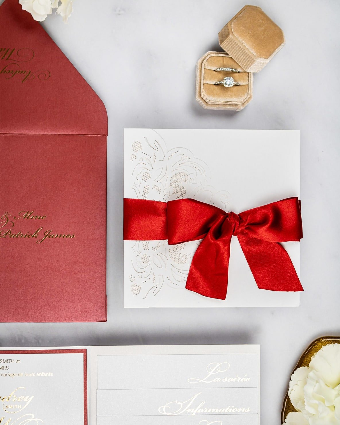 "Olivia" - Faire-part de mariage chic, élégant et romantique avec dorure or - Wedding stationery - Création Luxe Carterie Studio