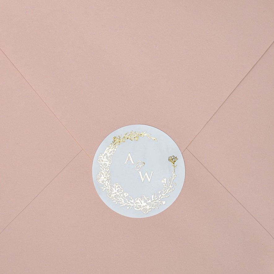 "Oriana - Sticker" - Faire-part de mariage chic, élégant et romantique avec dorure or - Wedding stationery - Création Luxe Carterie Studio