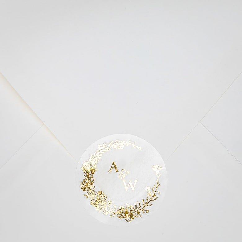 "Oriana - Sticker" - Faire-part de mariage chic, élégant et romantique avec dorure or - Wedding stationery - Création Luxe Carterie Studio