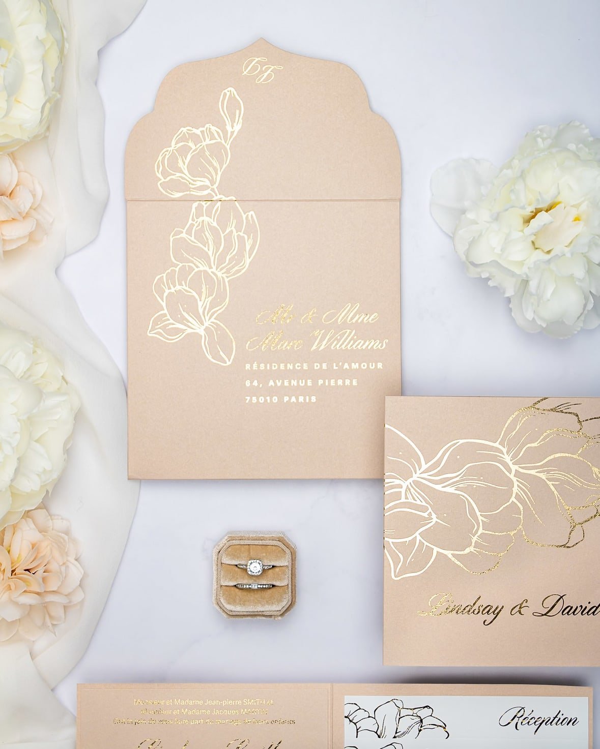 "Oriane" - Faire-part de mariage chic, élégant et romantique avec dorure or - Wedding stationery - Création Luxe Carterie Studio