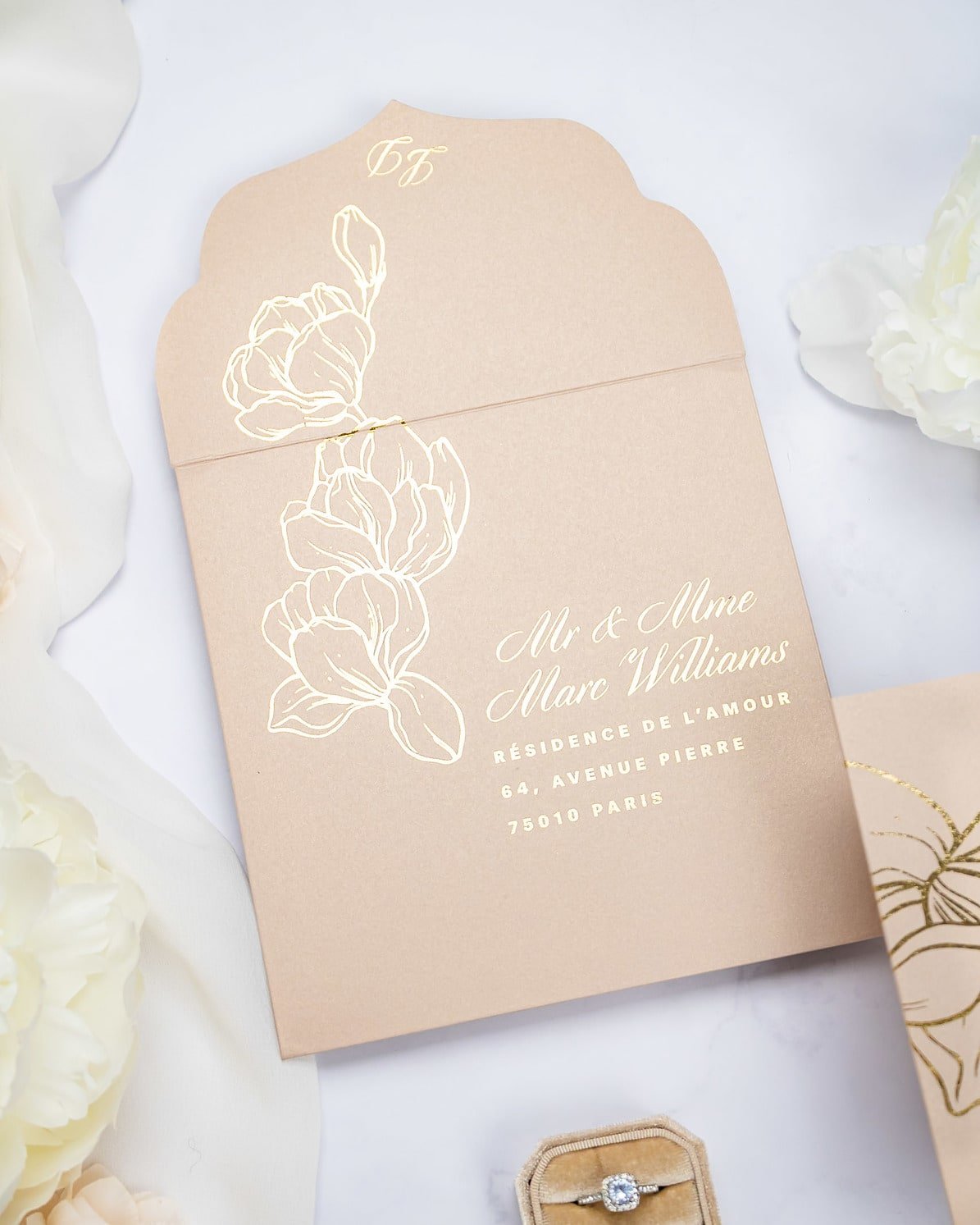 "Oriane" - Faire-part de mariage chic, élégant et romantique avec dorure or - Wedding stationery - Création Luxe Carterie Studio
