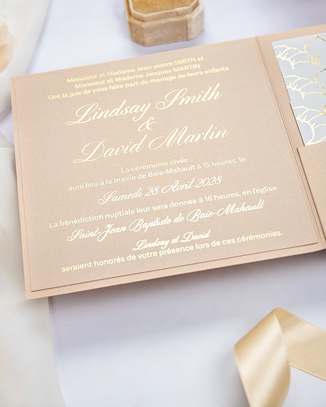 "Oriane" - Faire-part de mariage chic, élégant et romantique avec dorure or - Wedding stationery - Création Luxe Carterie Studio