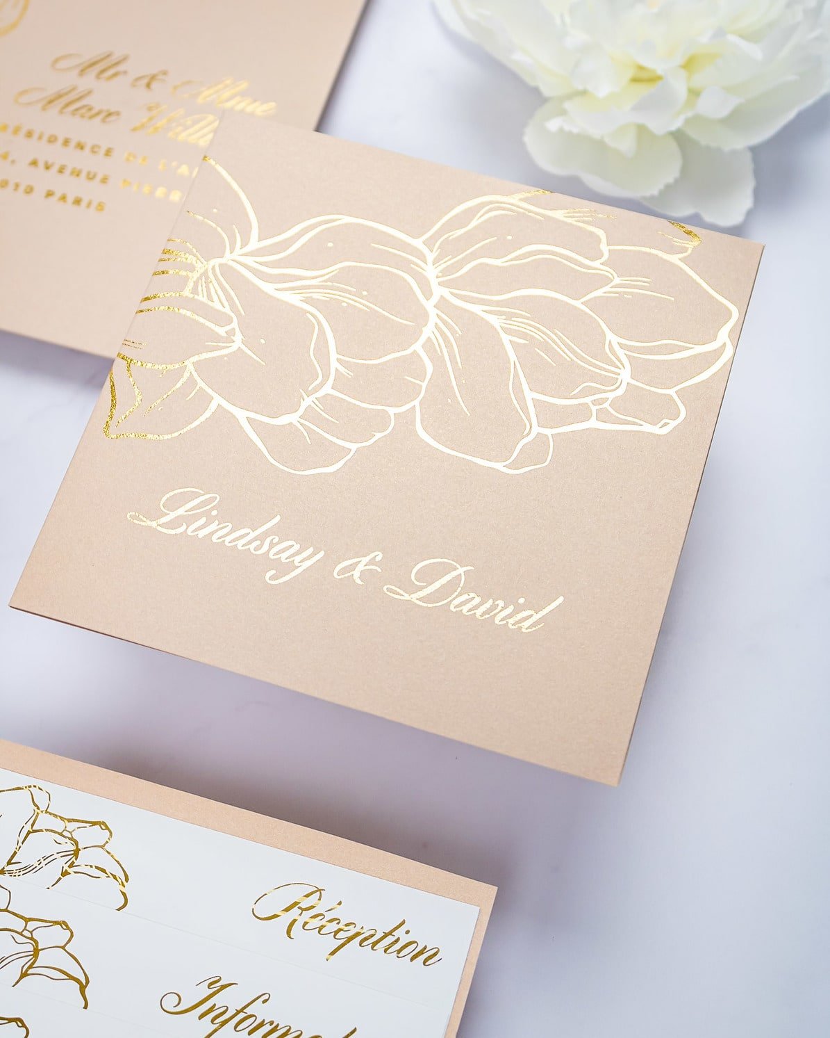 "Oriane" - Faire-part de mariage chic, élégant et romantique avec dorure or - Wedding stationery - Création Luxe Carterie Studio