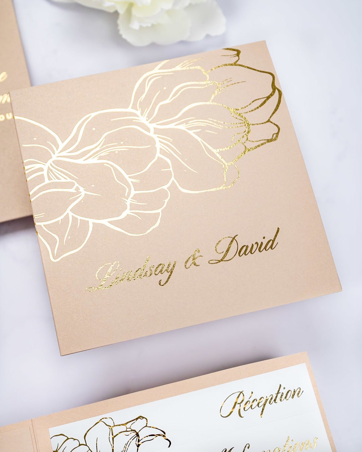 "Oriane" - Faire-part de mariage chic, élégant et romantique avec dorure or - Wedding stationery - Création Luxe Carterie Studio