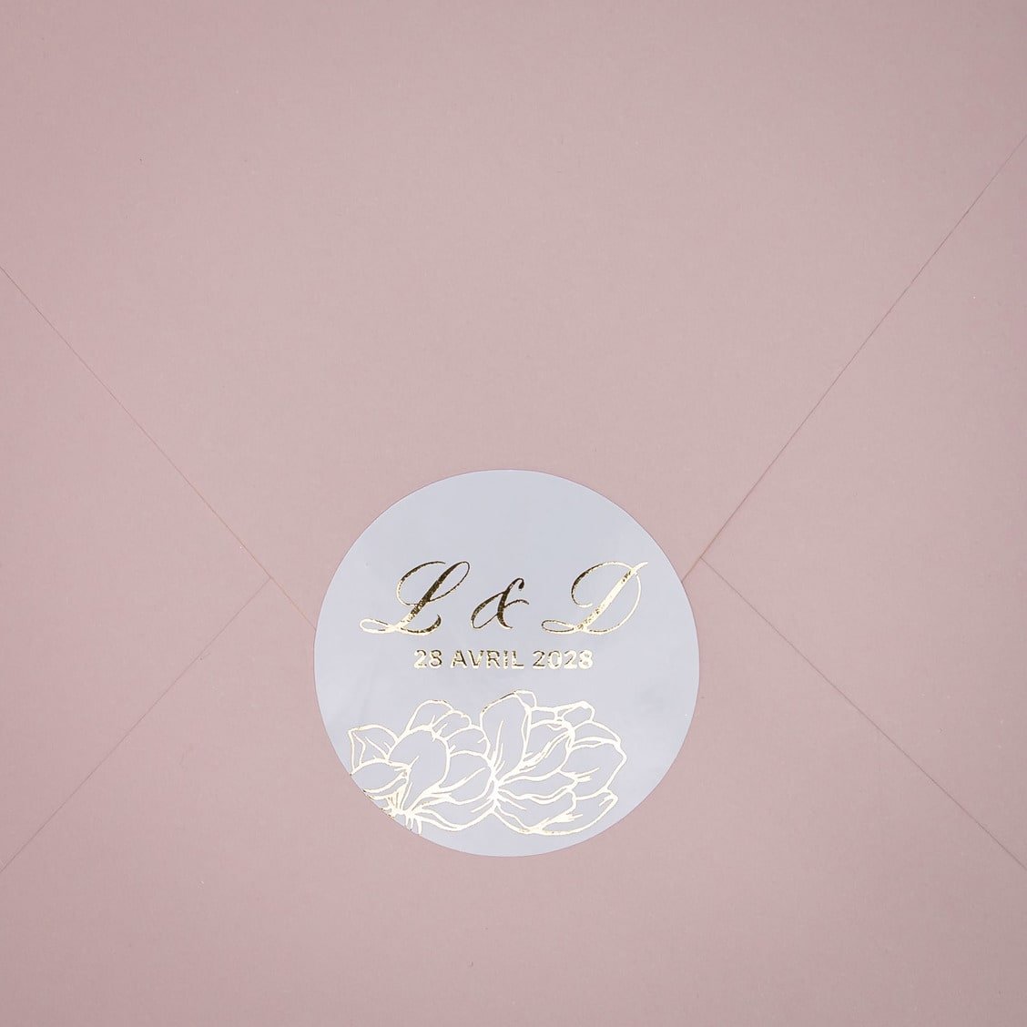 "Oriane - Sticker" - Faire-part de mariage chic, élégant et romantique avec dorure or - Wedding stationery - Création Luxe Carterie Studio