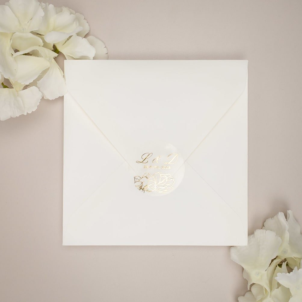 "Oriane - Sticker" - Faire-part de mariage chic, élégant et romantique avec dorure or - Wedding stationery - Création Luxe Carterie Studio