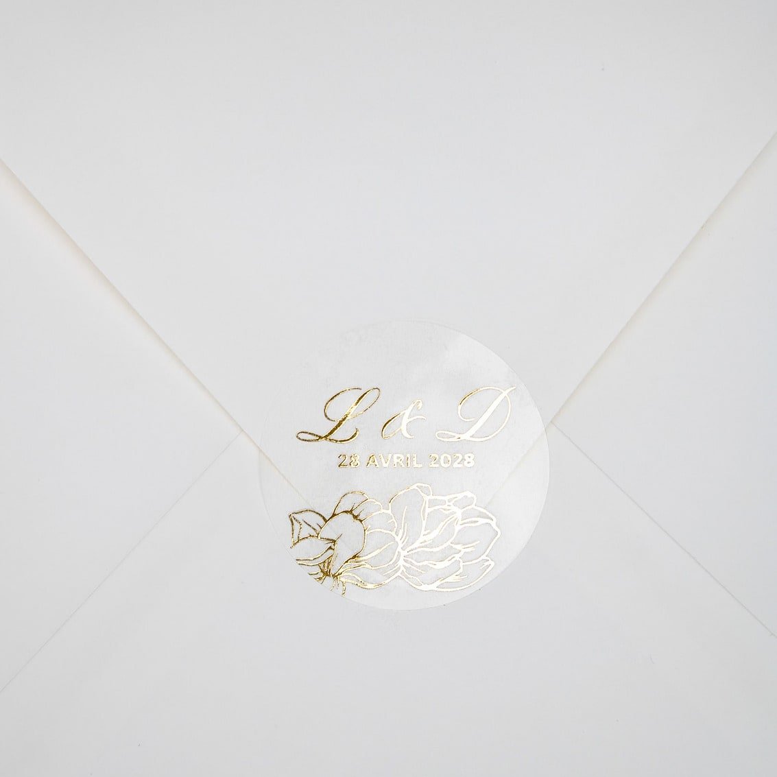 "Oriane - Sticker" - Faire-part de mariage chic, élégant et romantique avec dorure or - Wedding stationery - Création Luxe Carterie Studio