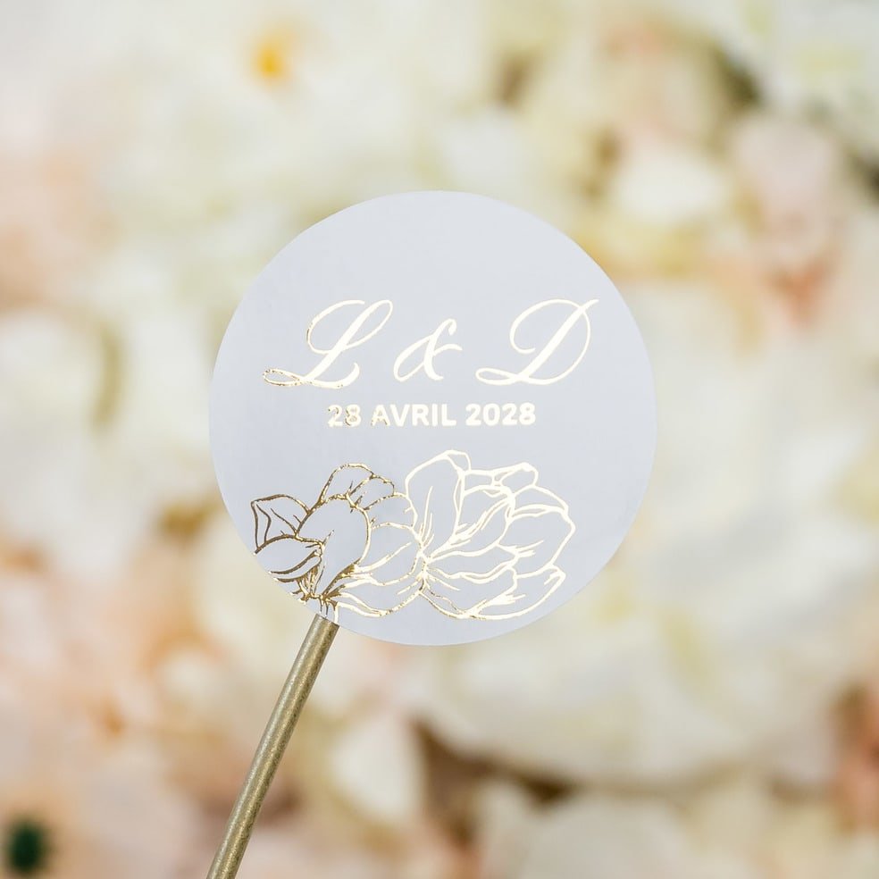 "Oriane - Sticker" - Faire-part de mariage chic, élégant et romantique avec dorure or - Wedding stationery - Création Luxe Carterie Studio
