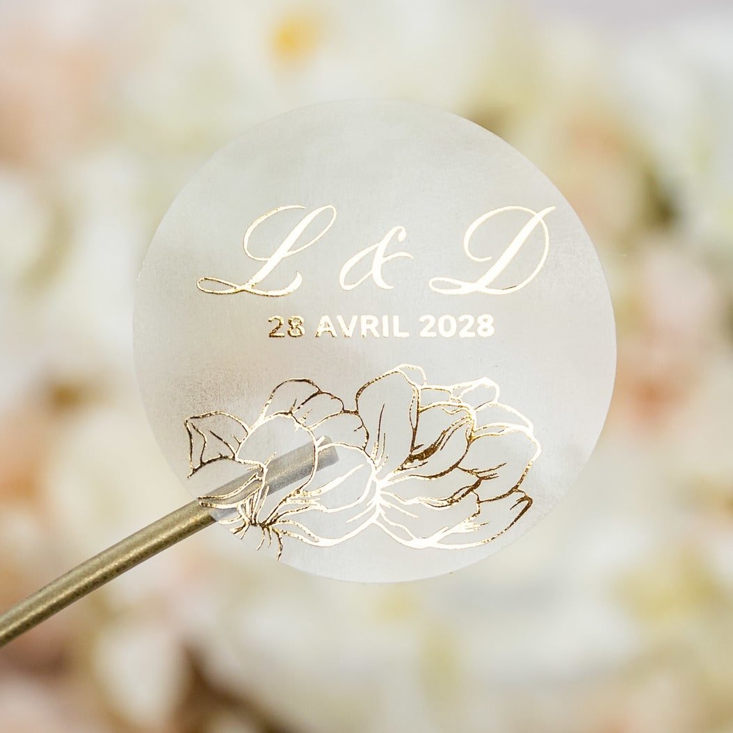"Oriane - Sticker" - Faire-part de mariage chic, élégant et romantique avec dorure or - Wedding stationery - Création Luxe Carterie Studio