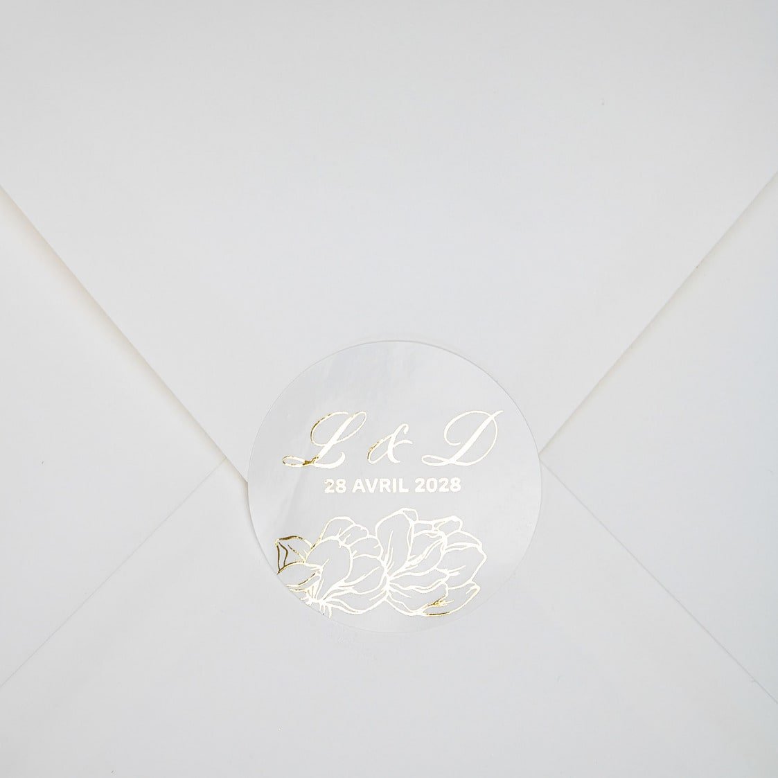 "Oriane - Sticker" - Faire-part de mariage chic, élégant et romantique avec dorure or - Wedding stationery - Création Luxe Carterie Studio